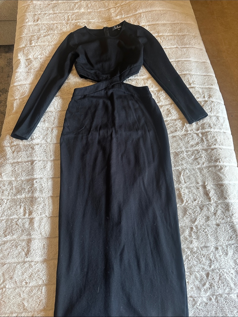 Lulu's Black Long Sleeve Two-Piece Maxi Dress